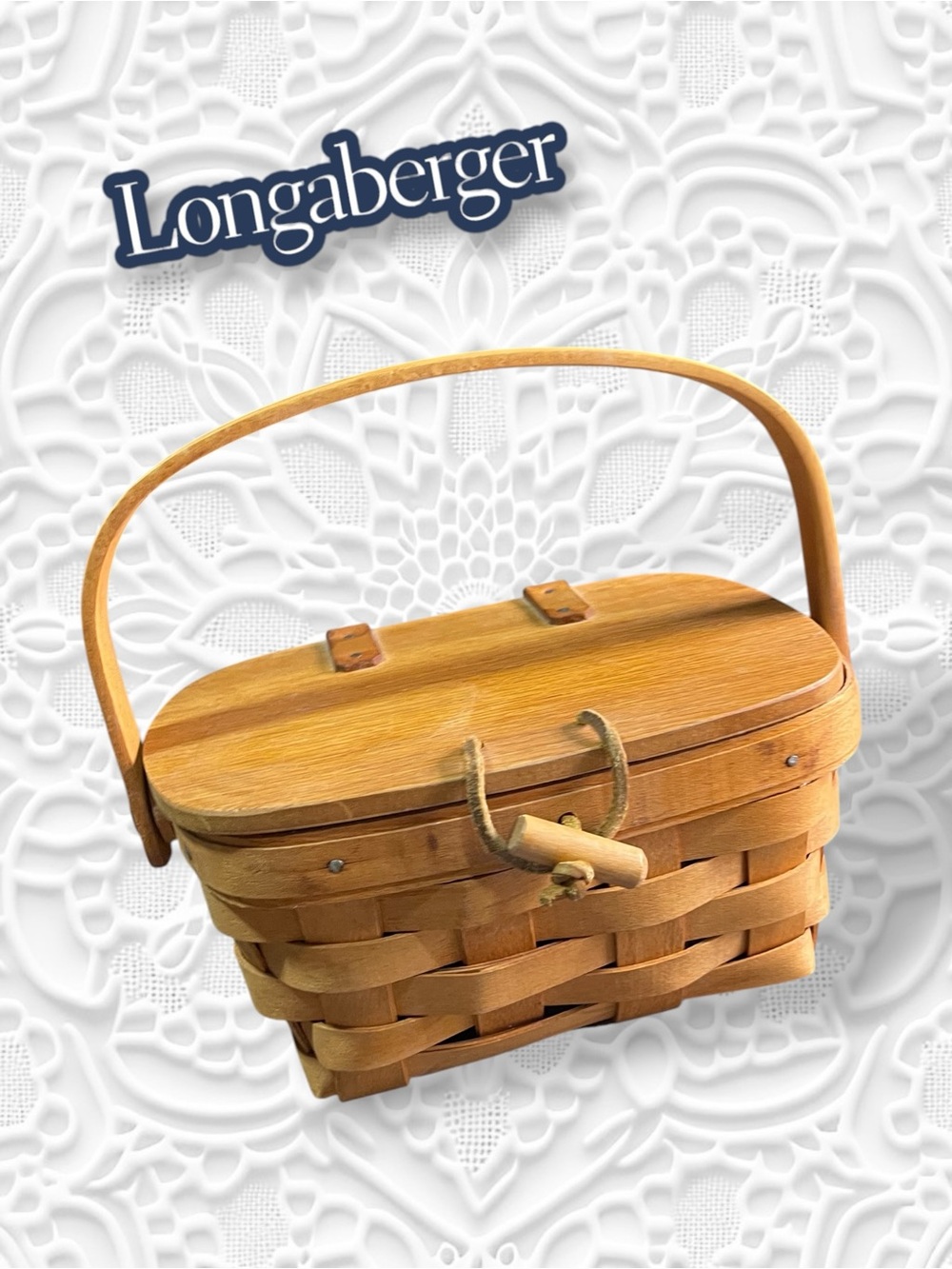 Vintage 1995 Longaberger Kiddie Basket Purse, Swing Handle & Leather Hinges
